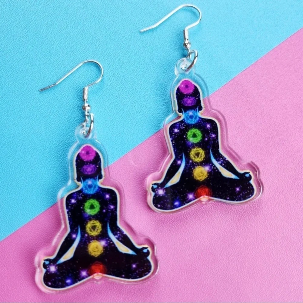 Chakra Dangle Earrings: Harmonize Your Style! NWT Reiki Healer, Yoga Instructor